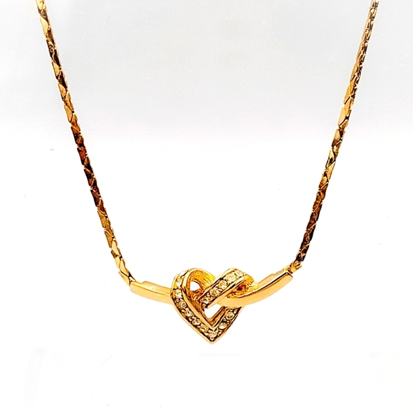 CHRISTIAN DIOR Vintage Twisted Heart Pendant Necklace - Picture 1 of 5